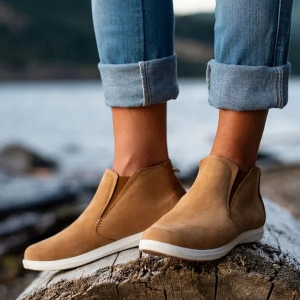 OluKai Manu Hope Tan Slip-On Ankle Booties 37